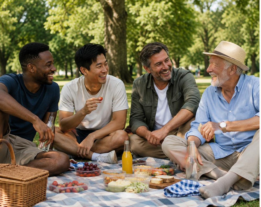 Hosts and a guest enjoying dinner together in Amsterdam